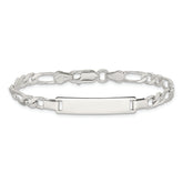 Sterling Silver Engraveable Childrens ID on Figaro Link Bracelet